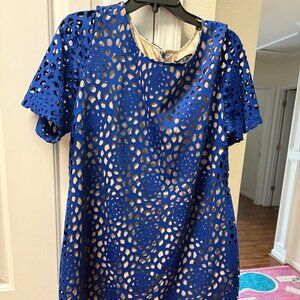 Preston & York Royal Blue Laser-Cut Shift Dress